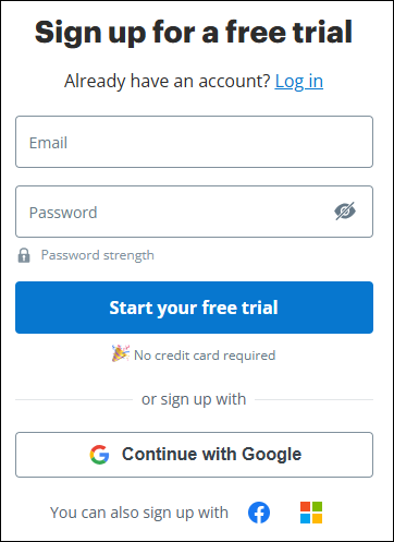 Sign up for a free trial